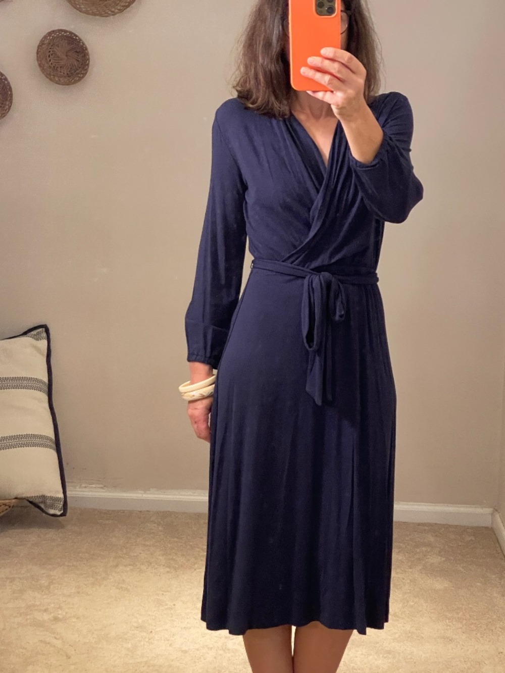 Tommy Bahama jersey stretched navy blue midi dress women XS